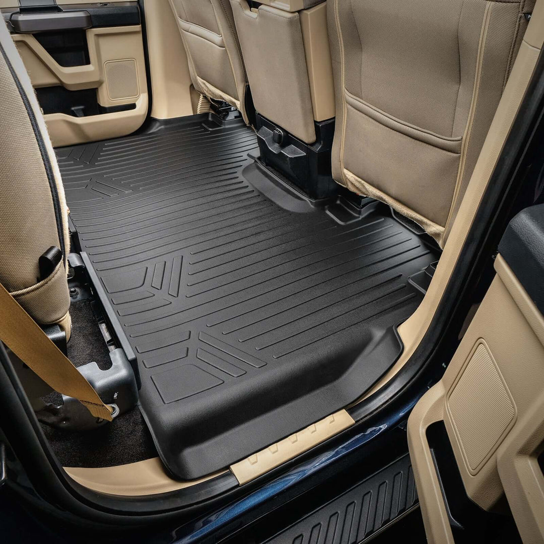 Tapetes SMARTLINER a medida para la segunda fila de asientos tipo banca de la Ford F-150 Lightning (modelos 2022-2025) sin compartimento de almacenamiento bajo el asiento.