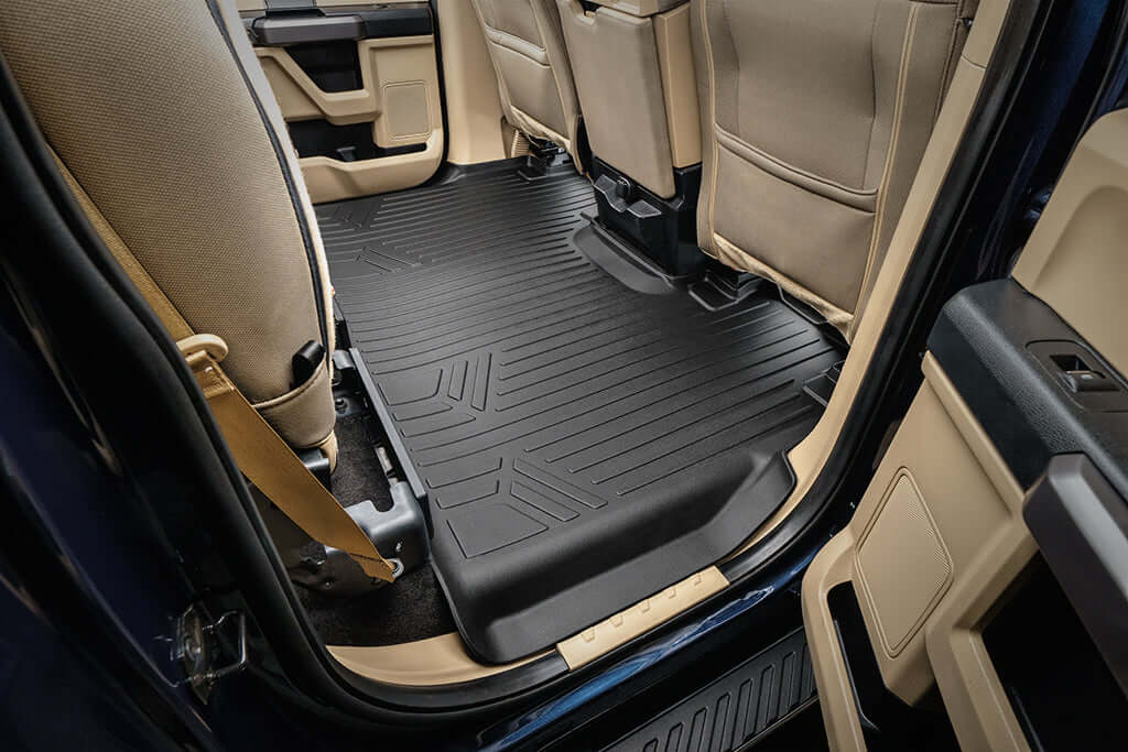 Tapetes SmartCoverage™ a medida para Ford F-150 SuperCrew Cab 2015-2025 con asiento corrido en la primera fila (sin OTH ni almacenamiento debajo del asiento de la segunda fila) Piso de vinilo