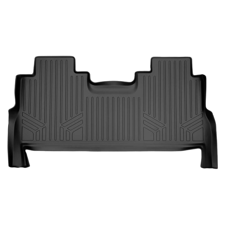 Tapetes SMARTLINER a medida para Ford F-250/F-350 SuperCrew Cab (modelos 2017-2025) con asientos individuales en la primera fila y piso de vinilo con almacenamiento debajo del asiento trasero.
