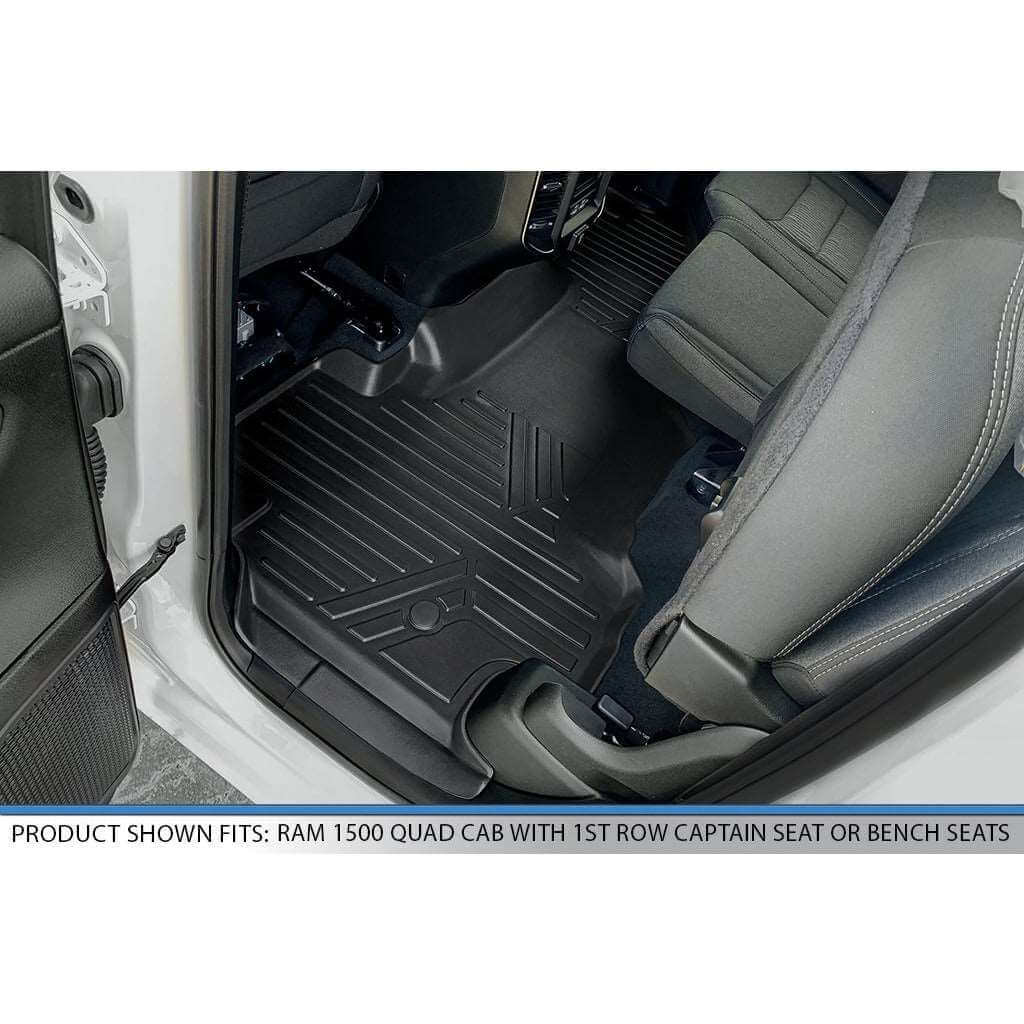 SMARTLINER Custom Fit Floor Liners For 2019-2024 Ram 1500 Quad Cab Vinyl Floor without Rear Underseat Storage Box