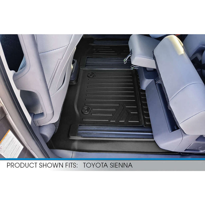 SMARTLINER Custom Fit Floor Liners For 2021-2026 Toyota Sienna with 2nd Row Bench Seat no Spare Tire