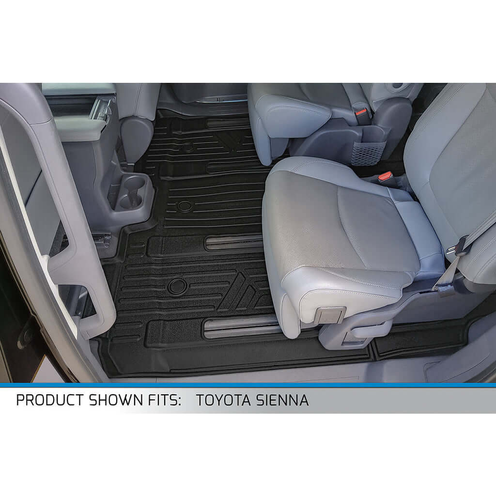 SMARTLINER Custom Fit Floor Liners For 2021-2026 Toyota Sienna with 2nd Row Bucket Seats and Spare Tire