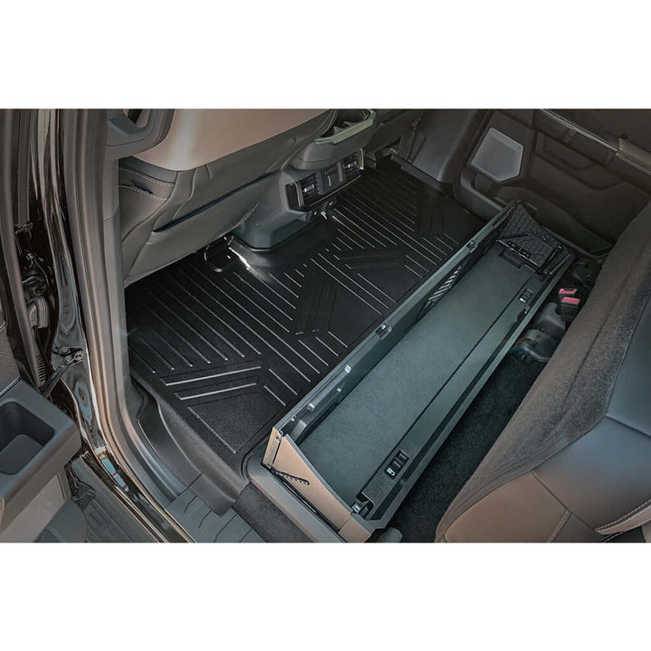 Tapetes SmartCoverage™ a medida para Ford F-150 (modelos 2015-2025) con asientos individuales en la primera fila y compartimento de almacenamiento bajo los asientos de la segunda fila (fabricado por el fabricante).