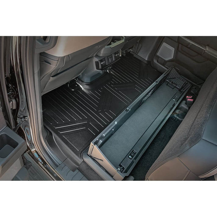 Tapetes SmartCoverage™ a medida para Ford F-150 (modelos 2015-2025) con asientos individuales en la primera fila y compartimento de almacenamiento bajo los asientos de la segunda fila (fabricado por el fabricante).