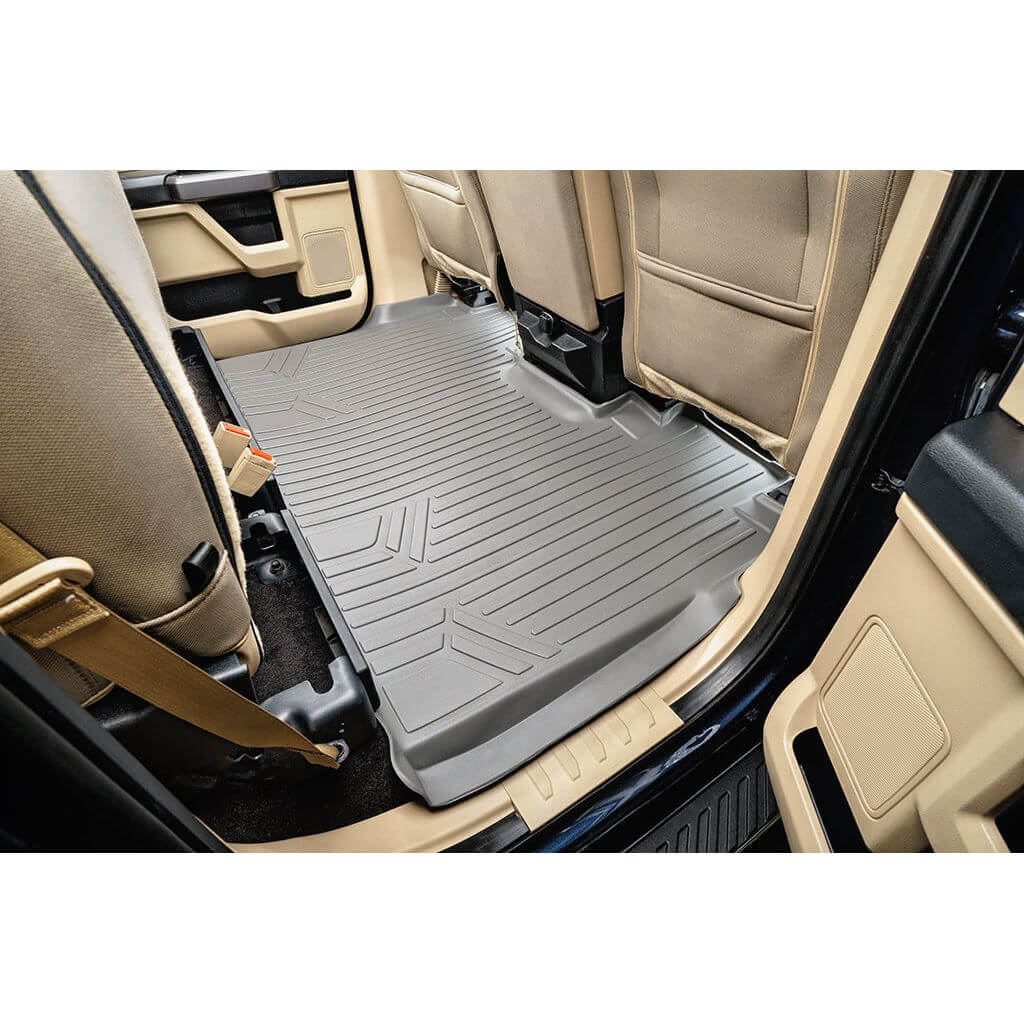 Tapetes SmartCoverage™ a medida para Ford F-150 SuperCrew Cab 2015-2025 con asiento corrido en la primera fila y sin almacenamiento debajo del asiento en la segunda fila (piso de vinilo).