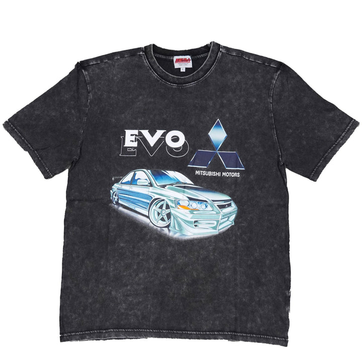 Vintage Acid Wash 250GSM Mad Engine Mitsubishi Evo Heavy Cotton Pre Shrunk T Shirt