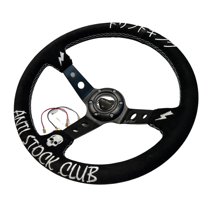 Suede Deep Dish Steering Wheel + Short Hub Adapter Kit For Cadillac Corvette Suburban Neon