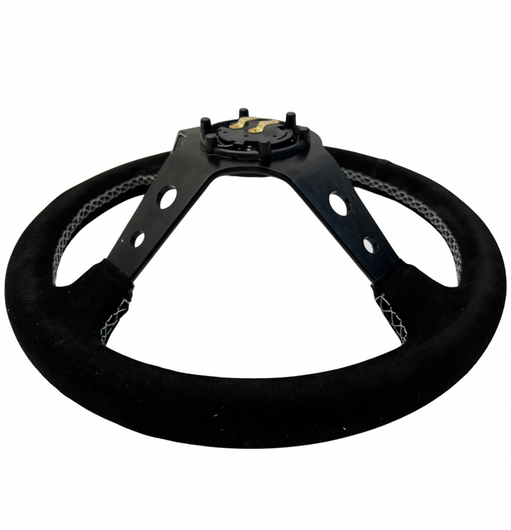 Suede 350mm Steering Wheel + Short Hub Adapter Kit For Ford F 150 350 450