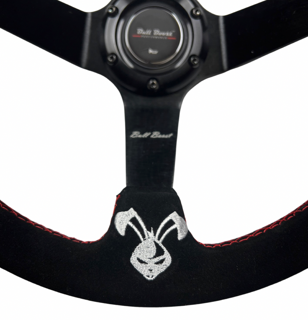 Rising Sun Infiniti G35 G37 Suede 3"Deep Dish Steering Wheel + Quick Release Short Hub Adapter