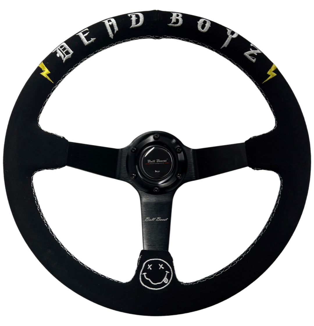 Deadboyz Infiniti G35 G37 Suede 3"Deep Dish Steering Wheel + Quick Release Short Hub Adapter