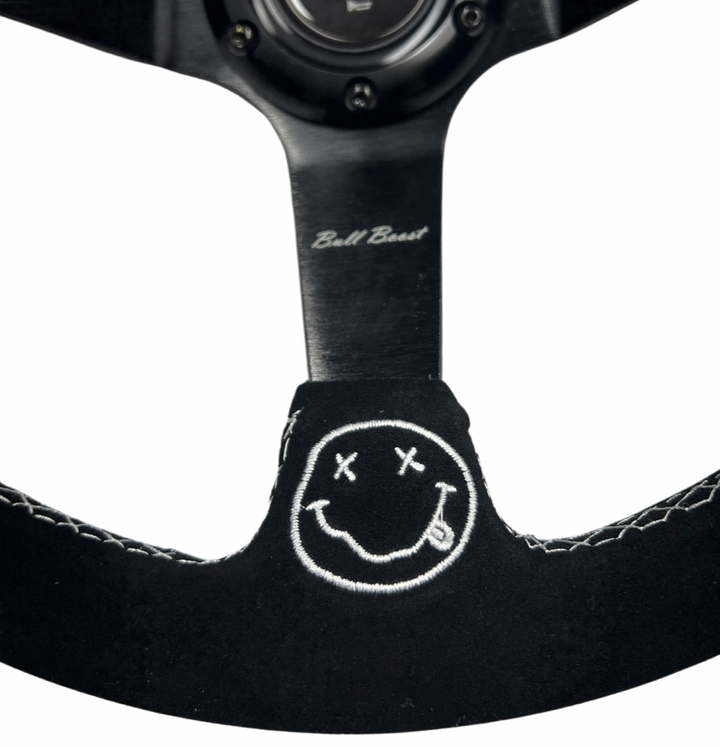 Deadboyz Universal 350mm 3"Deep Dish 6-Bolt Steering Wheel Black Suede