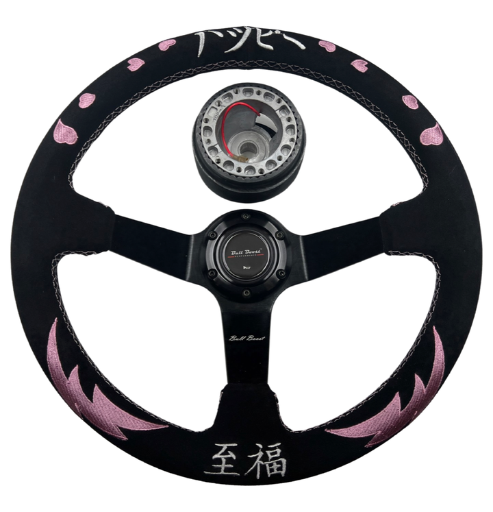 Pink Bliss Heart Steering Wheel Hub Adapter Kit For 96-06 Civic, Prelude, S2000, Accord, RSX