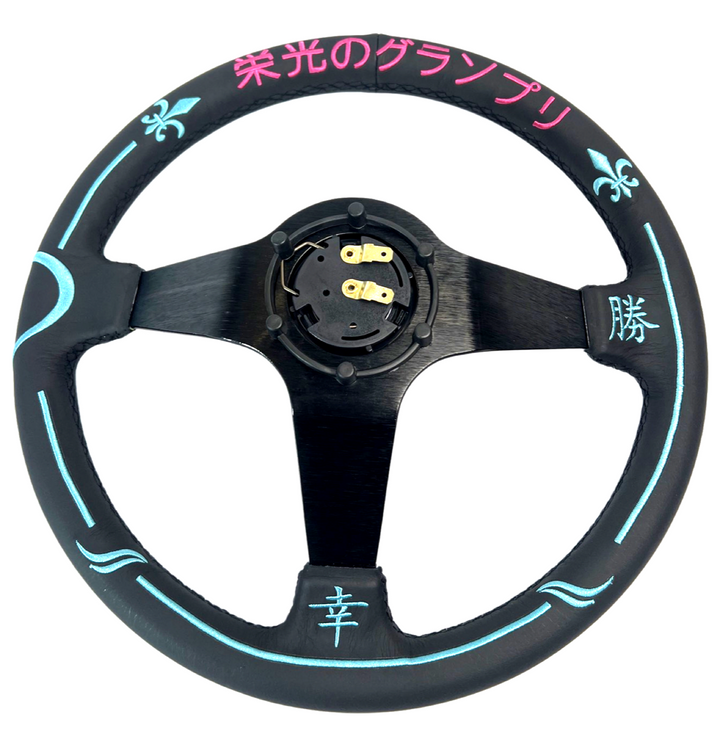 Leather 350mm Steering Wheel + Hub Adapter for Toyota Chaser KE70 AE71 AE82 AE86 Supra Corolla