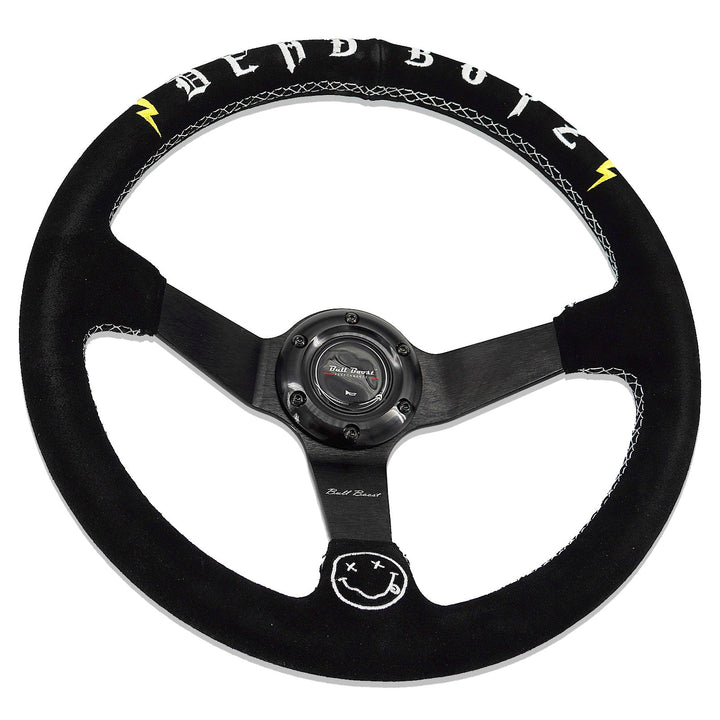 Deadboyz Universal 350mm 3"Deep Dish 6-Bolt Steering Wheel Black Suede