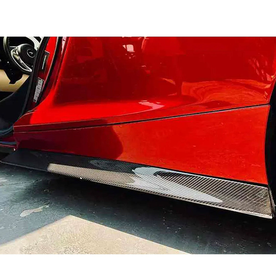 V2 Style Dry Carbon Fiber Side Skirt Door Extensions Set for McLaren GT