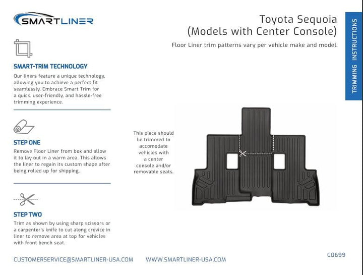 SMARTLINER Floor Liners for 2023-2026 Toyota Sequoia (7 Passenger Model without Center Console)