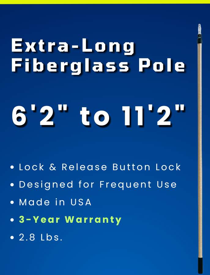 Waterless Mop 15" w/ Wooster XL Fiberglass Pole (6' 2" to 11' 2")