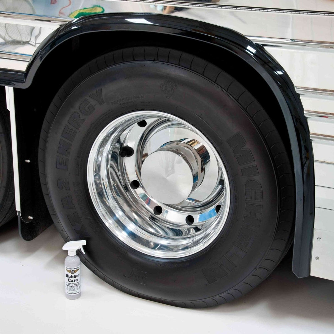 Tire Care Kit - Tire Soap 16oz, Rubber Care 16oz, Tire Brush, Aero Microfiber Towels, and Rubber Care Applicator.