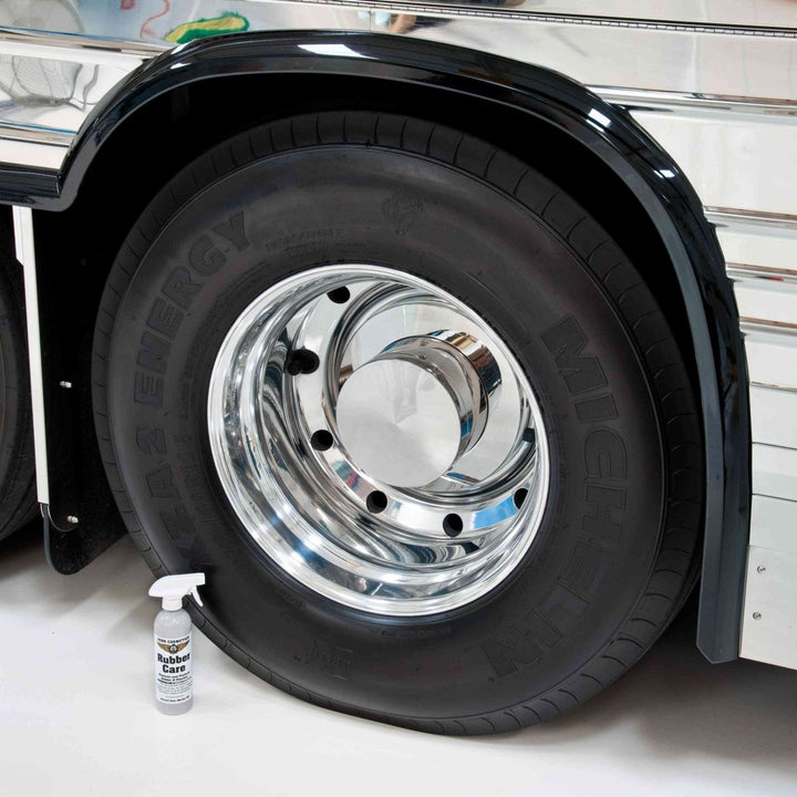 Tire Care Kit - Tire Soap 16oz, Rubber Care 16oz, Tire Brush, Aero Microfiber Towels, and Rubber Care Applicator.