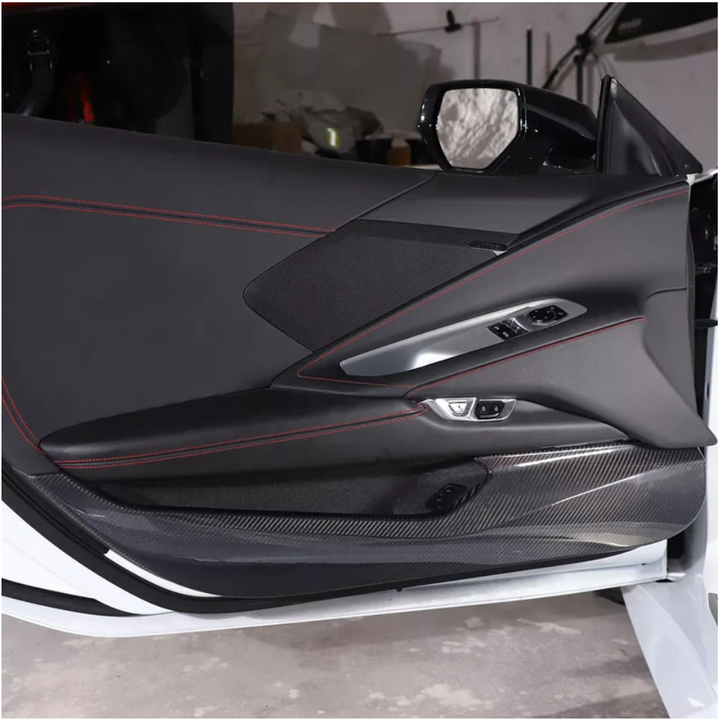 Dry Carbon Fiber Door Anti‑Kick Panel Cover V2 for Chevrolet Corvette C8