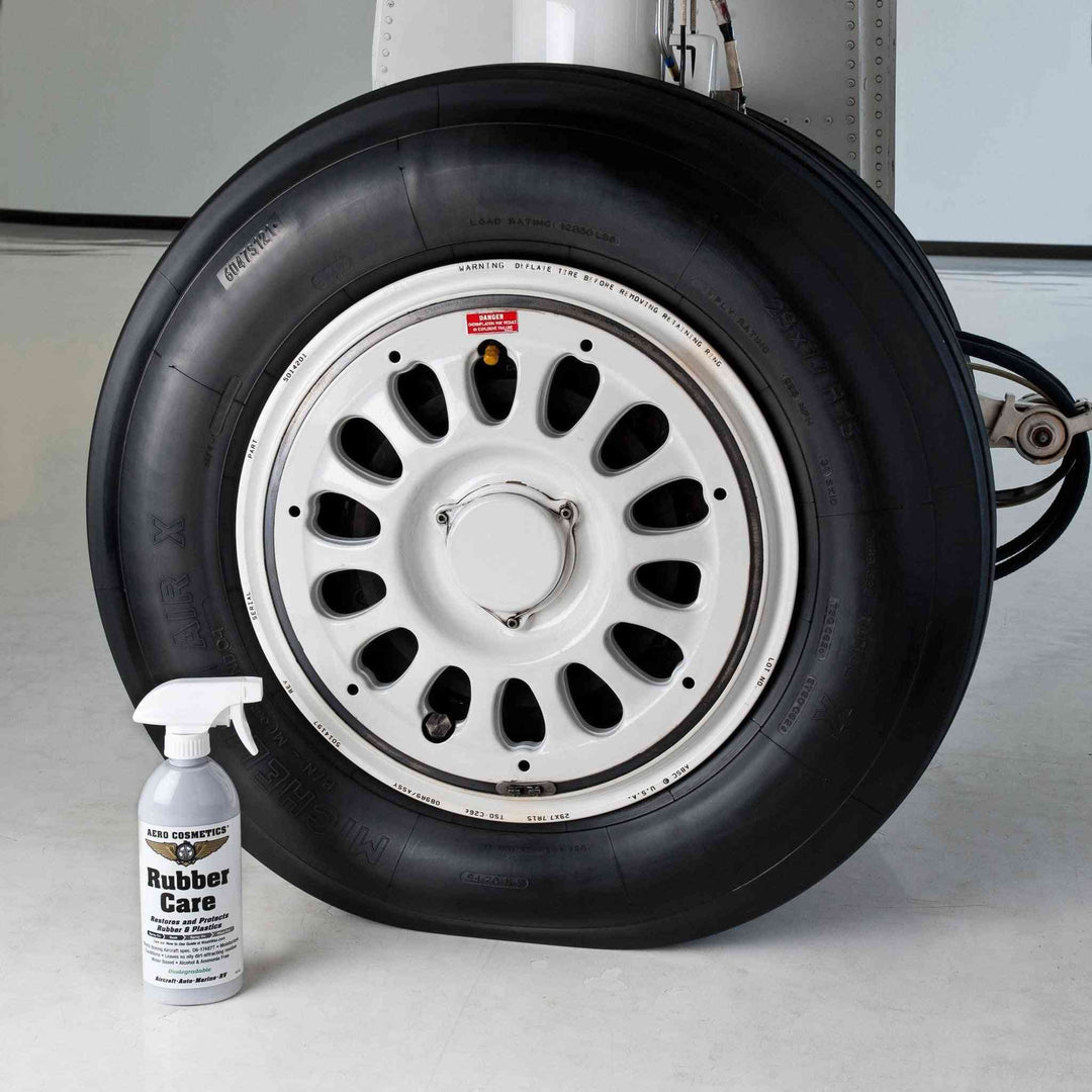 Tire Care Kit - Tire Soap 16oz, Rubber Care 16oz, Tire Brush, Aero Microfiber Towels, and Rubber Care Applicator.