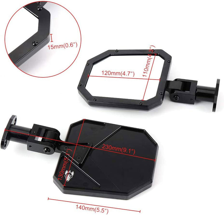 Side Mirrors Can Am Maverick X3 Premium Aluminum w/ Direct & 1.875" Roll Cage