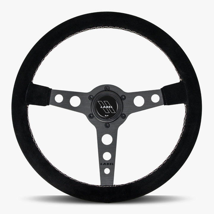The Daytona | Black Alcantara Suede | Black Spoke | White Stitch