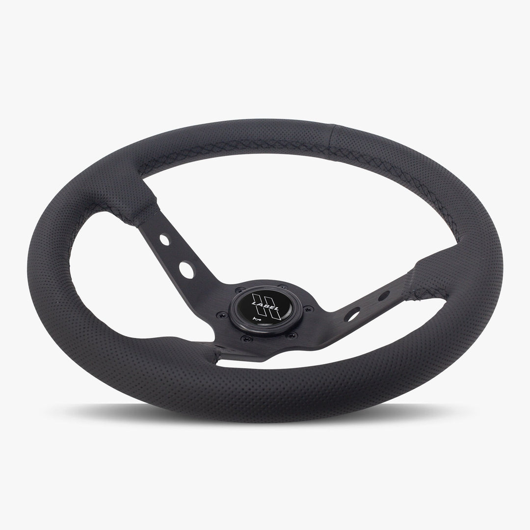The Daytona | Black Perforated Leather | Black Spoke | Black Stitch