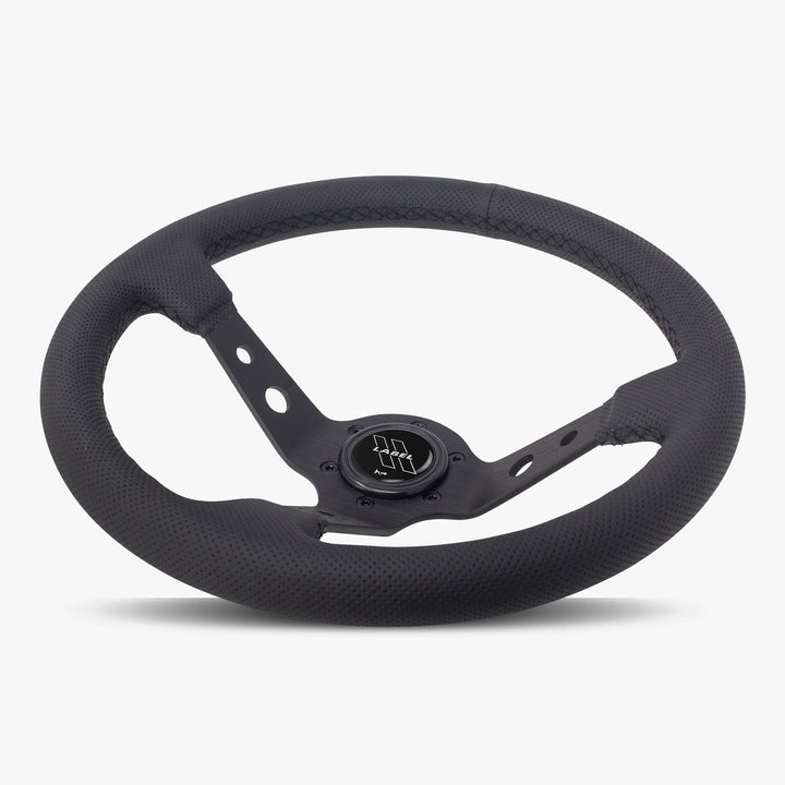 The Daytona | Black Perforated Leather | Black Spoke | Black Stitch