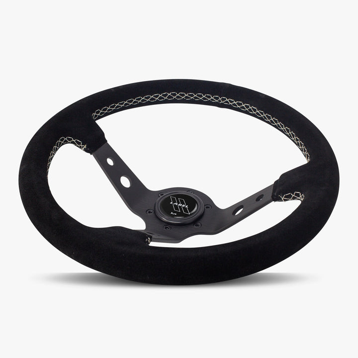 The Daytona | Black Alcantara Suede | Black Spoke | White Stitch