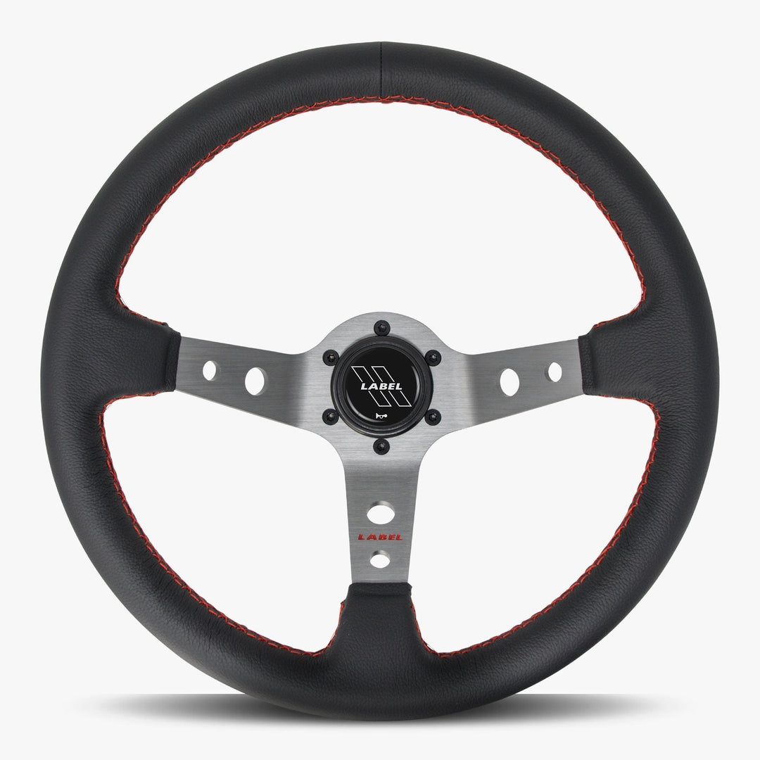 The Daytona | Black Leather | Graphite Spoke | Red Stitch