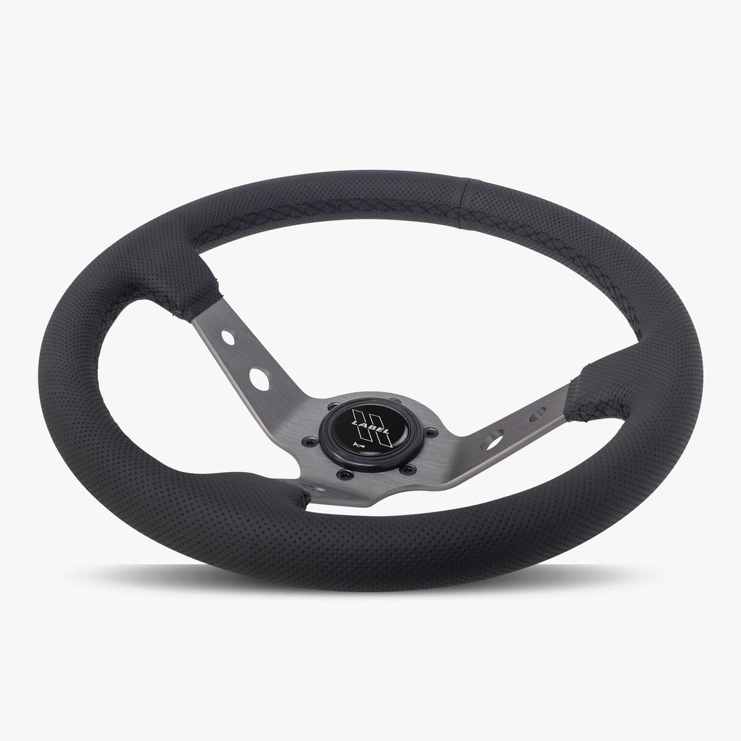 The Daytona | Black Perforated Leather | Graphite Spoke | Black Stitch
