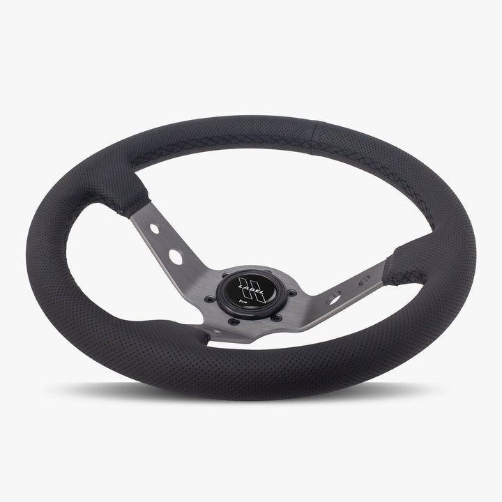 The Daytona | Black Perforated Leather | Graphite Spoke | Black Stitch