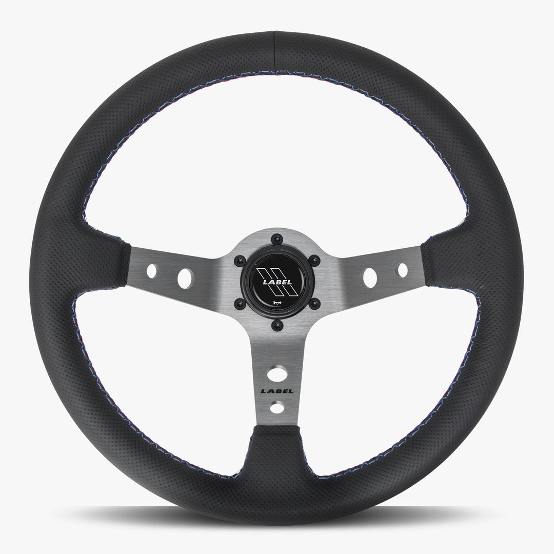 The Daytona | Black Perforated Leather | Graphite Spoke | RED Stitch