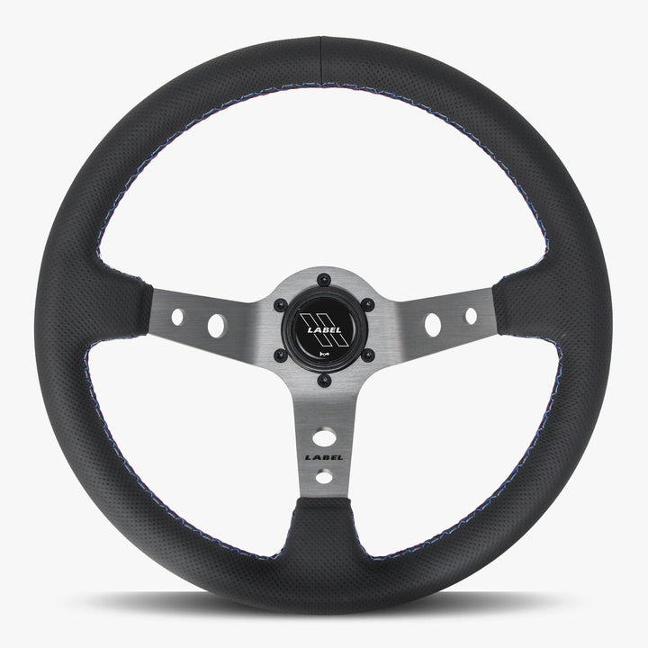The Daytona | Black Perforated Leather | Graphite Spoke | RED Stitch