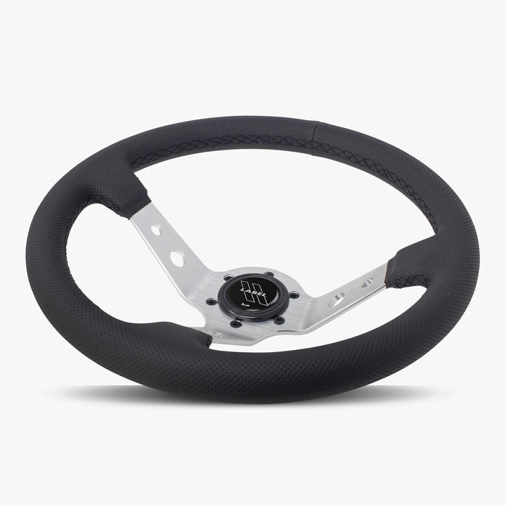 The Daytona | Black Perforated Leather | Silver Spoke | Black Stitch