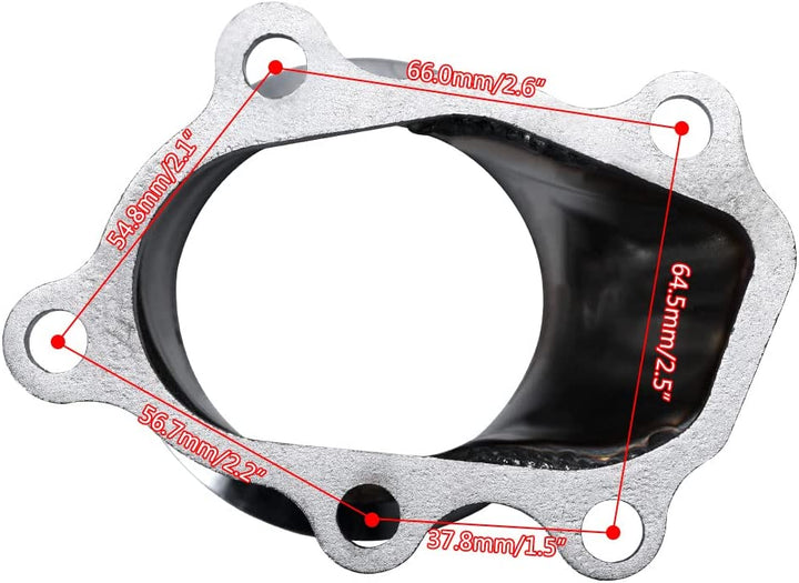 Stainless Steel 2.5"/63mm Vband Clamp Flange Turbo Down Pipe Adapter V-Band Downpipe Connector for T25 T28 GT25 GT28