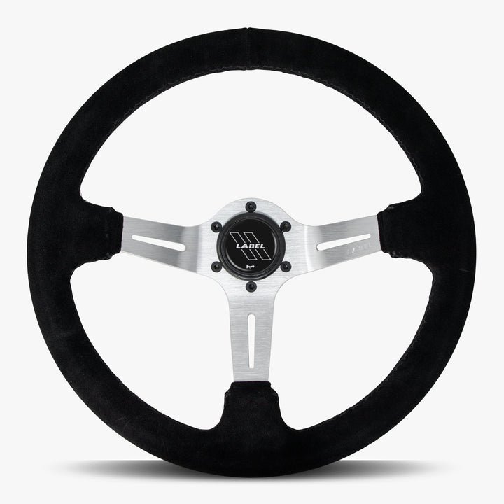 The Le Mans | Black Alcantara Suede | Silver Spoke | Black Stitch