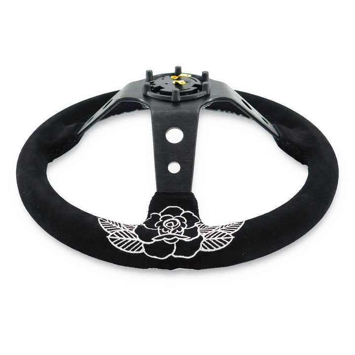 BW Rose Deep Dish Steering Wheel + Short Hub Adapter Kit For Honda Acura