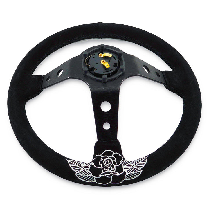 BW Rose Deep Dish Steering Wheel + Short Hub Adapter Kit For Honda Acura