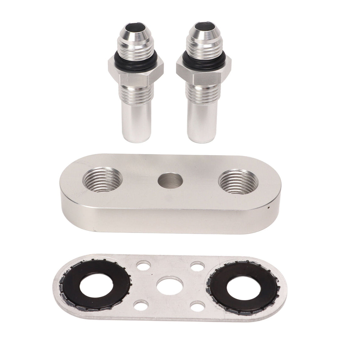 Transmission Cooler Line Adapter Plate with Gasket and 6AN Fittings Compatible with 6L80E 6L90E 8L90E Oil Seal Line Connector for Braided Hose Set
