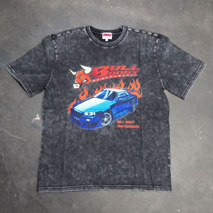 Vintage Acid Wash 250GSM Nissan Skyline GT-R Heavy Cotton Pre Shrunk T Shirt